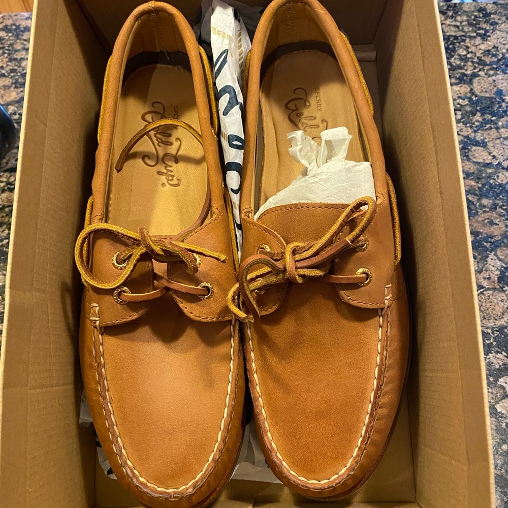 Sperry luxury Gold Cup topsiders leather boat shoes mens 10.5 Sahara tan new